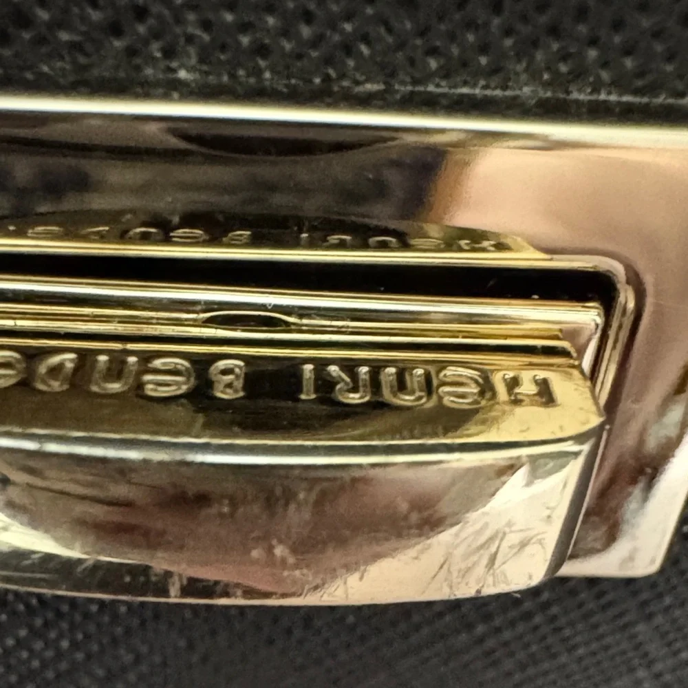 Henri Bendel Black Leather Shoulder Bag with Gold Accents - Picture 5 of 15